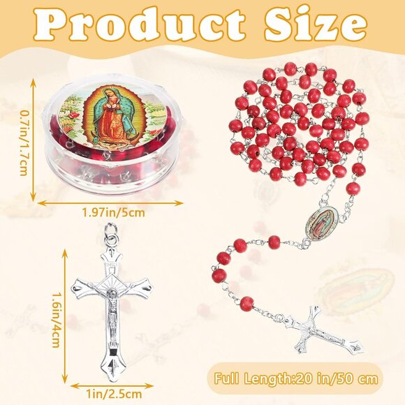 Red Virgen De Guadalupe Scented Rosary Necklace Beads with Box for Catholic Even - Picture 2 of 7